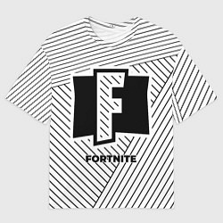 Футболка оверсайз мужская Символ Fortnite на светлом фоне с полосами, цвет: 3D-принт