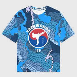 Футболка оверсайз мужская ТХЭКВОНДО ITF МОРСКИЕ ВОЛНЫ, цвет: 3D-принт