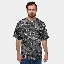 Футболка оверсайз мужская Металлические шильдики и брелоки - стимпанк, цвет: 3D-принт — фото 2