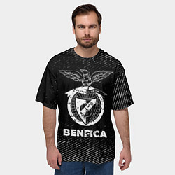Футболка оверсайз мужская Benfica с потертостями на темном фоне, цвет: 3D-принт — фото 2