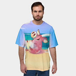 Футболка оверсайз мужская Свинка на пляже хохочет, цвет: 3D-принт — фото 2