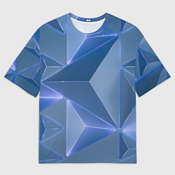 Футболка оверсайз мужская Неоновая киберпанк броня - Синий, цвет: 3D-принт