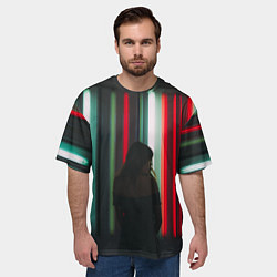 Футболка оверсайз мужская Неоновые фонари и девушка, цвет: 3D-принт — фото 2