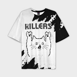 Футболка оверсайз мужская The Killers рок кот на светлом фоне, цвет: 3D-принт