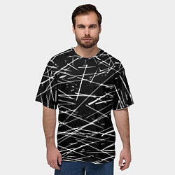 Футболка оверсайз мужская Паттерн из хаотичных линий, цвет: 3D-принт — фото 2