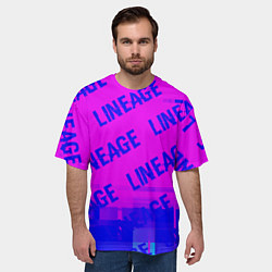 Футболка оверсайз мужская Lineage glitch text effect: паттерн, цвет: 3D-принт — фото 2