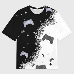 Мужская футболка оверсайз Джойстики чёрно-белые