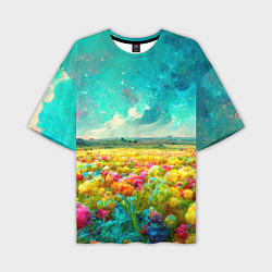 Мужская футболка оверсайз Бесконечное поле цветов