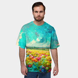 Футболка оверсайз мужская Бесконечное поле цветов, цвет: 3D-принт — фото 2