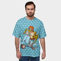Футболка оверсайз мужская Крейзи лягуха на мопеде, цвет: 3D-принт — фото 2