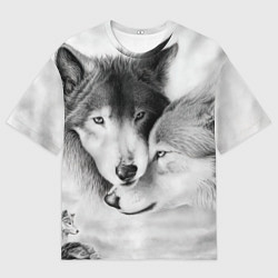 Футболка оверсайз мужская Love: Волк и волчица, цвет: 3D-принт