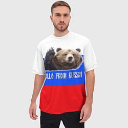 Футболка оверсайз мужская Привет из России - медведь и триколор, цвет: 3D-принт — фото 2