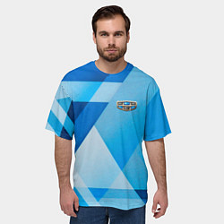 Футболка оверсайз мужская Geely - абстракция треугольники, цвет: 3D-принт — фото 2