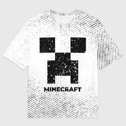 Мужская футболка оверсайз Minecraft с потертостями на светлом фоне