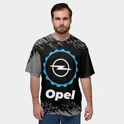Футболка оверсайз мужская Opel в стиле Top Gear со следами шин на фоне, цвет: 3D-принт — фото 2