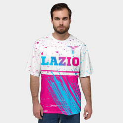 Футболка оверсайз мужская Lazio neon gradient style: символ сверху, цвет: 3D-принт — фото 2