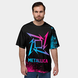 Футболка оверсайз мужская Metallica - neon gradient, цвет: 3D-принт — фото 2