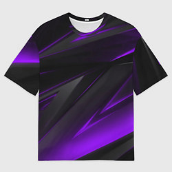 Футболка оверсайз мужская Черно-фиолетовая геометрическая абстракция, цвет: 3D-принт