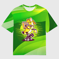 Футболка оверсайз мужская Банан катится на скейте, цвет: 3D-принт