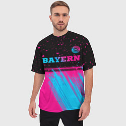 Футболка оверсайз мужская Bayern - neon gradient: символ сверху, цвет: 3D-принт — фото 2