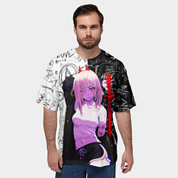Футболка оверсайз мужская Пауэр с мечом - Человек бензопила, цвет: 3D-принт — фото 2