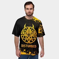 Футболка оверсайз мужская Disturbed - gold gradient, цвет: 3D-принт — фото 2