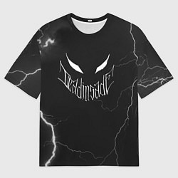 Футболка оверсайз мужская Dead inside - Молнии на чёрном - Каллиграфический, цвет: 3D-принт