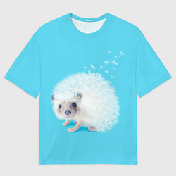 Футболка оверсайз мужская Белый ежик одуванчик, цвет: 3D-принт