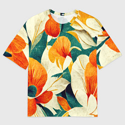 Мужская футболка оверсайз Винтажный цветочный рисунок