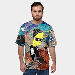 Футболка оверсайз мужская Барт Симпсон в тёмных очках на фоне граффити, цвет: 3D-принт — фото 2