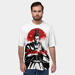 Футболка оверсайз мужская Самурай С Катаной Перед Лицом, цвет: 3D-принт — фото 2