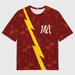 Футболка оверсайз мужская Maneskin гитары и молния, цвет: 3D-принт