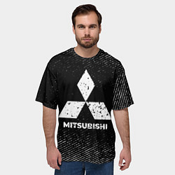 Футболка оверсайз мужская Mitsubishi с потертостями на темном фоне, цвет: 3D-принт — фото 2