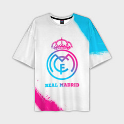 Футболка оверсайз мужская Real Madrid neon gradient style, цвет: 3D-принт