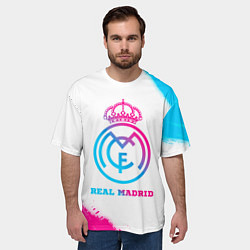 Футболка оверсайз мужская Real Madrid neon gradient style, цвет: 3D-принт — фото 2