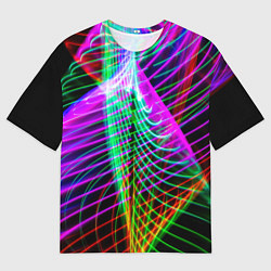 Мужская футболка оверсайз Абстрактное множество неоновых лучей