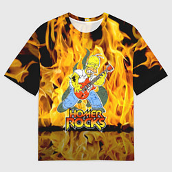 Футболка оверсайз мужская Гомер Симпсон - соло на гитаре!, цвет: 3D-принт