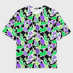 Футболка оверсайз мужская Зелено-фиолетовый абстрактный узор, цвет: 3D-принт