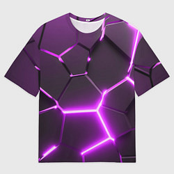 Футболка оверсайз мужская Фиолетовые неоновые геометрические плиты, цвет: 3D-принт
