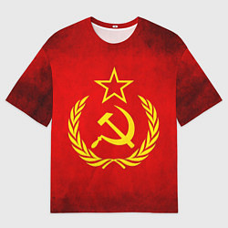 Футболка оверсайз мужская СССР - старый флаг, цвет: 3D-принт
