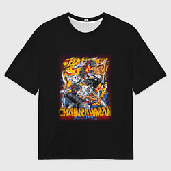 Мужская футболка оверсайз Человек-бензопила с трёх ракурсов