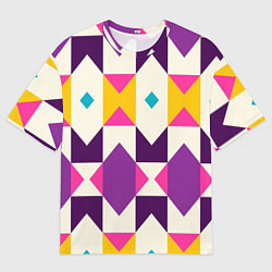 Футболка оверсайз мужская Геометрический цветной орнамент, цвет: 3D-принт