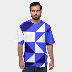 Футболка оверсайз мужская Абстрактный сине-белый паттерн, цвет: 3D-принт — фото 2