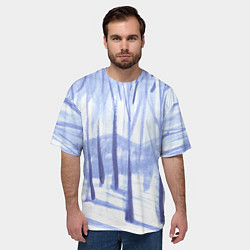 Футболка оверсайз мужская Зимний лес акварель, цвет: 3D-принт — фото 2