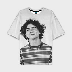 Футболка оверсайз мужская Timothee Chalamet black white photo, цвет: 3D-принт