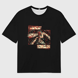 Футболка оверсайз мужская Человек-бензопила глаза Пауэр и Макимы, цвет: 3D-принт