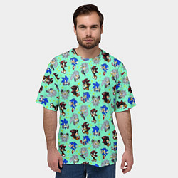 Футболка оверсайз мужская Ежик Соник и его друзья, цвет: 3D-принт — фото 2