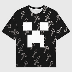 Футболка оверсайз мужская Майкрафт паттерн - Криппер, цвет: 3D-принт