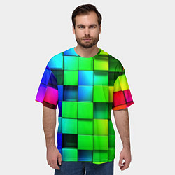 Футболка оверсайз мужская Цветные неоновые кубы, цвет: 3D-принт — фото 2