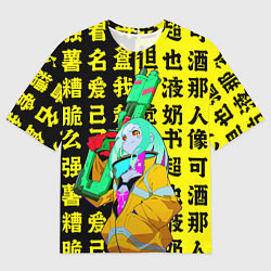 Футболка оверсайз мужская Ребекка с ружьем - Киберпанк аниме, цвет: 3D-принт